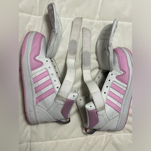 Adidas high top cloudfoam sneaker pink and white girls size 3 - Picture 13 of 16